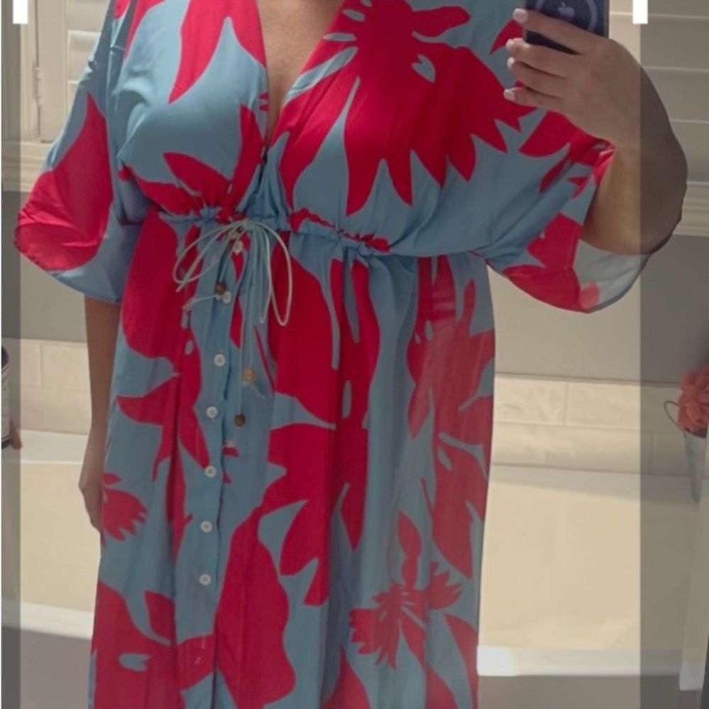 Floral Red and Blue Women's Dress